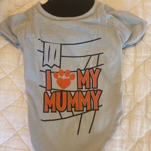 Gray Dog T-Shirt with Orange Print